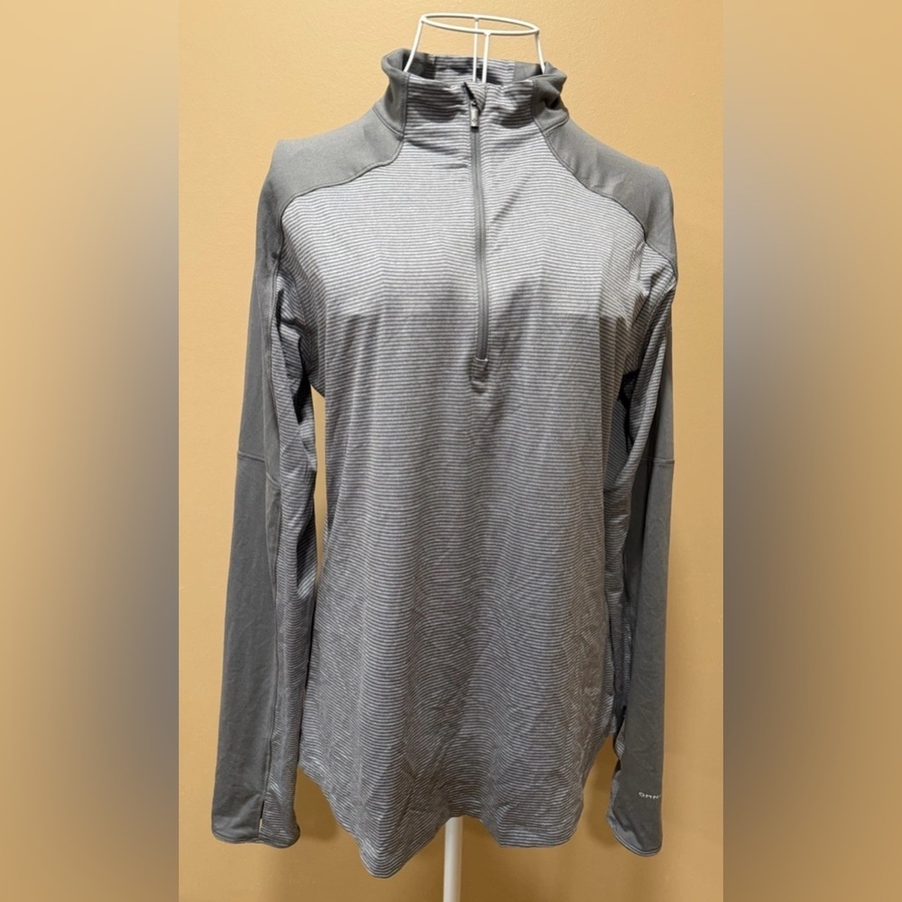 Columbia Quarter Zip Pullover Mock Neck Micro Stripe Stretch Knit Athletic Top
